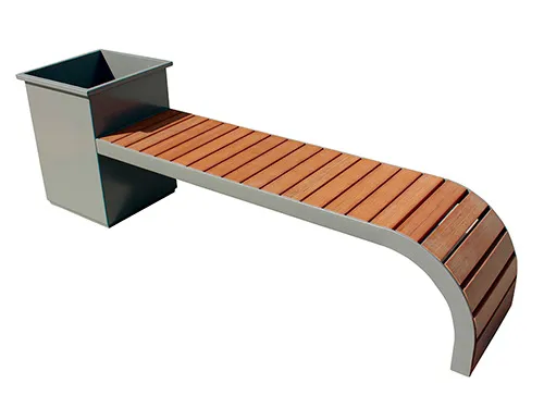 MB301 mobiliario urbano banco con jardinera madera tecnologica manufacturas deportivas w0